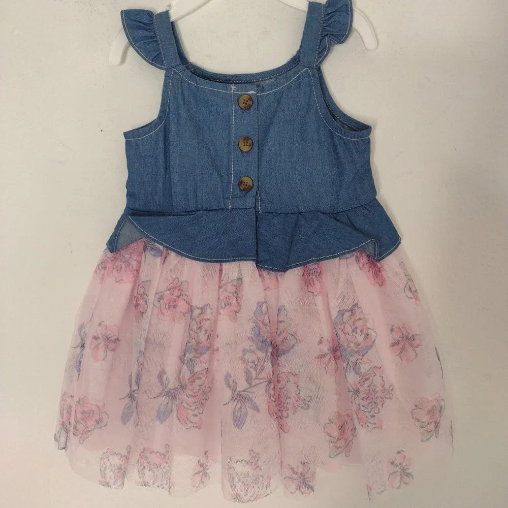 NWT Calvin Klein Baby Pink/Floral Dress Size 12M